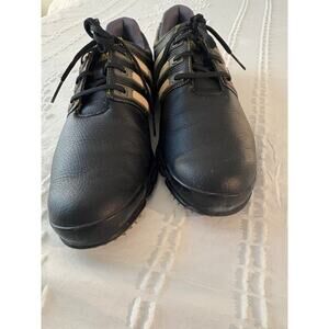 Adidas Tour360 Black Leather Spiked Golf Shoes Stability Comfort Traction 8.5